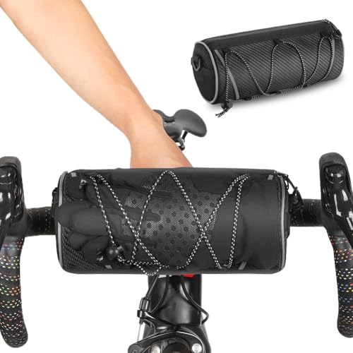 YOUNICE Fahrrad Lenkertasche 2L Große Kapazität Fahrradtasche mit Schultergurt, Reflektierend Design (2L,Schwarz)