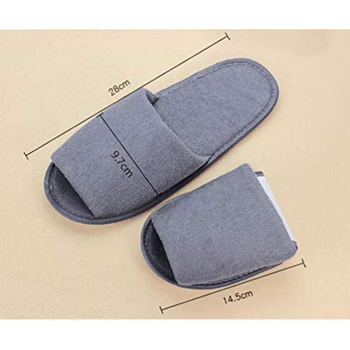 Heallily 4 pares de chinelos masculinos descartáveis de veludo de algodão com bico aberto com bolsas