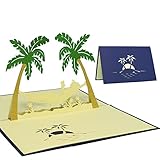 LIN17253, POP UP Karte, 3D Grußkarten, Glückwunsch Reise Urlaub Ruhestand Gute Besserung Palmen Hängematte, N121
