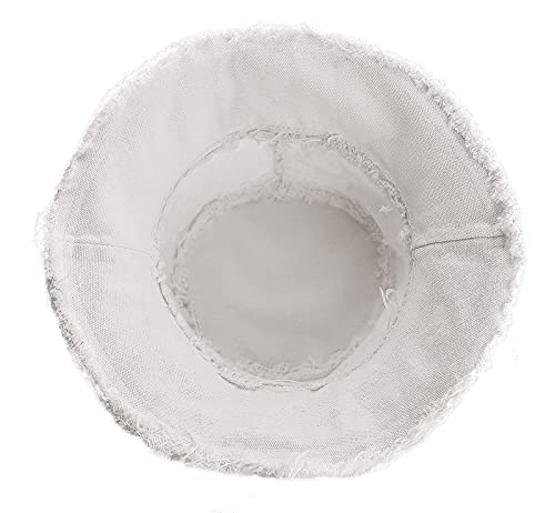 Womens-Sun-Hats Bucket-Hat Distressed Sun-Protection Washed-Cotton - Summer Wide Brim Beach Cap(7 1/8 Size) (White 01) #TOP5