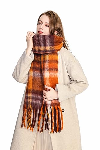 Yatemiole Women's Cashmere Stripes Warm Soft Scarf2