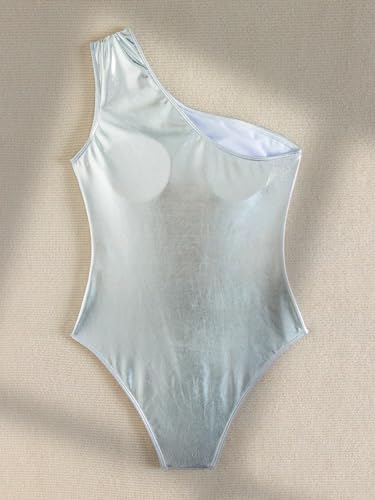 Floerns Women's Metallic Shiny One Shoulder Monokini One Piece Swimsuit4