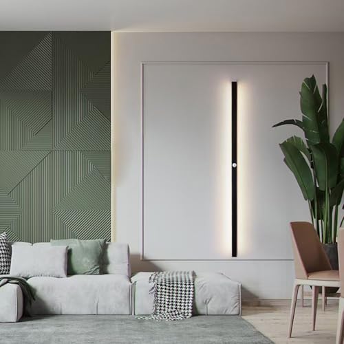 Aplique de pared con sensor de movimiento rectángulo 80CM iluminación interior aluminio negro 7