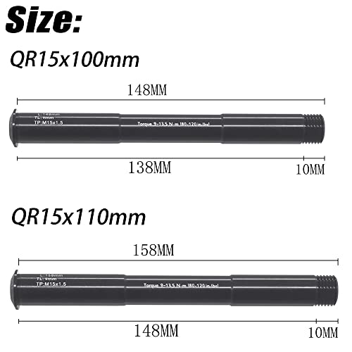 Fahrrad Steckachse Vorderrad, 15mm Fahrradrad Gabel Achse Mountainbike Rohr Gabelschaft Achse fit für RockShox(15X110MM(158L))