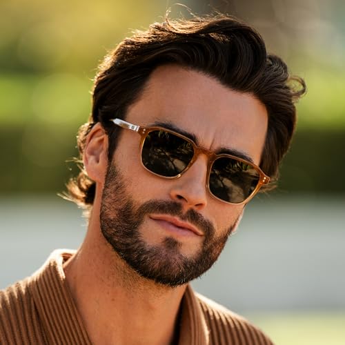 Image of WearMe Pro Men's Polarized Square Sunglasses - Wide Fit, Retro Style, UV400, Lightweight Frame for Driving & Daily Wear