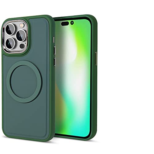 Étui gel silicone liquide magnétique iPhone 14 Pro coque verte antichoc