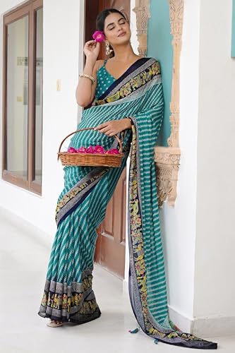 Image of MIRCHI FASHION Saree for Woman | Chiffon Floral Printed Breathable Occasional Sari with Blouse