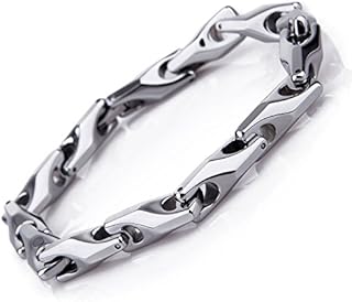 Classy Men's Solid Heavy Wheat Tungsten Carbide Bracelet - 3 Sided Links (Silver)
