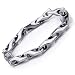 Classy Men's Solid Heavy Wheat Tungsten Carbide Bracelet - 3 Sided Links (Silver)