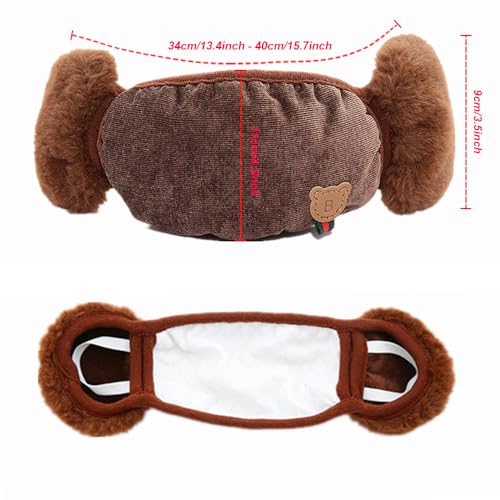 Kids Winter Warm Windproof Mask with Fluffy Ear Covers - Thick Dustproof Breathable Mouth Cover Half Face Earflaps3
