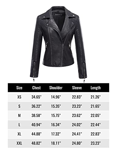 Tanming Women's Faux Leather Moto Biker Short Coat Jacket (Black6-L)