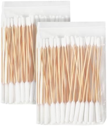 GSHLLO 100 peças cotonetes de algodão dupla face para limpeza de ...