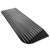 FMhotu 1.5' Rise Wheelchair Threshold Ramp, 43.3' W x 13' D x 1.5' H, Black, Rubber, 2 Tons (4400 lbs) Load Capacity, Anti-Slip Surface, UV & Weather Resistant