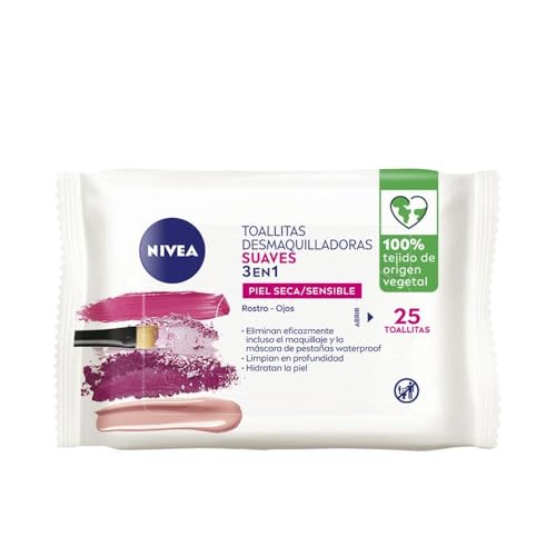 NIVEA Weiche Make-up-Entfernungstücher (1 x 25 Stück) Abschminktücher für trockene und empfindliche Haut Feuchttücher für Gesicht Augen Lippen und Hals