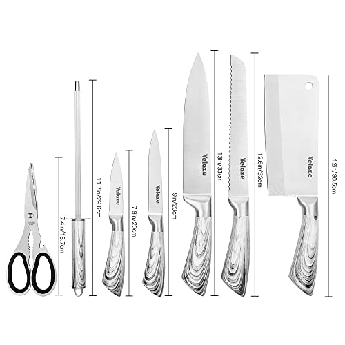 Velaze-Knife-Block-SetsKitchen-Knife-Set-with-Rotating-Stand8-Piece-Stainless-Steel-Knife-SetHigh-Carbon-Stainless-Steel-Ultra-Sharp-Grey-Knife-Set-Ergonomic-HandleSilver