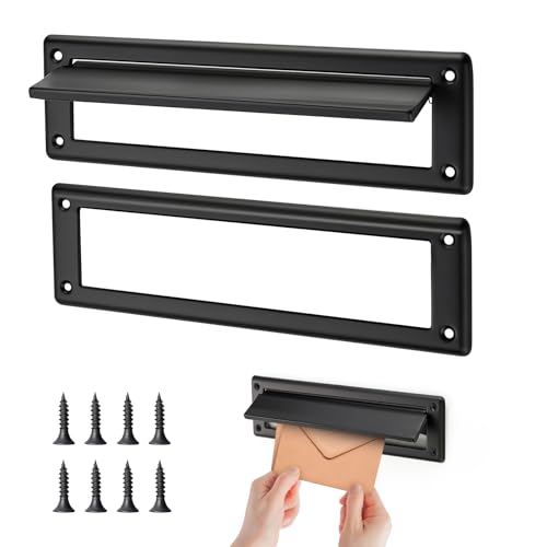 Door Mail Slot 13" Solid Brass Mail Slot for Front Door with Solid Brass Internal Frame, Matte Black by Ravinte Hardware - Used condition - US$29.14
