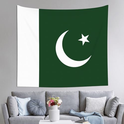 Tapisserie drapeau du Pakistan JEJEA 152x130 cm pour décoration murale de chambre
