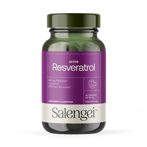 ACTIVE RESVERATROL - Trans Resveratrol 95%. MAXIMA PUREZA, RESVERATROL DE FUENTE NATURAL | Antioxidante | Propiedades anti edad | Polygonum cuspidatum |60 cápsulas de 500 mg |