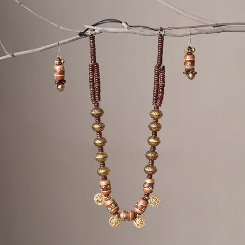 Image of AAKRITI ART CREATIONS Handcrafted Women's Jewelry Set - Elegant Ethnic Necklace and Earrings, Statement Fashion Accessories for Parties & Festivals