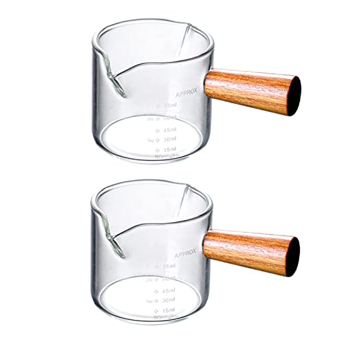 Consejos para Comprar Medidores de café para comprar hoy. 44 2 tazas medidoras de espresso resistentes con mango de madera, tazas medidoras para café, tazas de cristal, herramientas de modulación