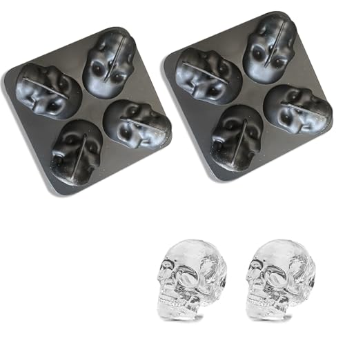 Molde de cubos de hielo de silicona calavera 4 unidades miniatura 1