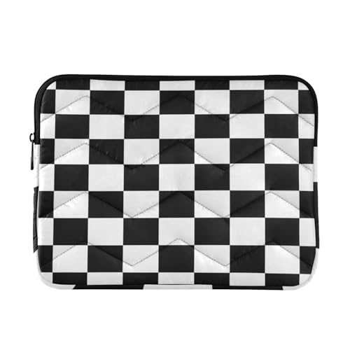 Funda para laptop 15-16 pulgadas con diseño cuadriculado blanco y negro