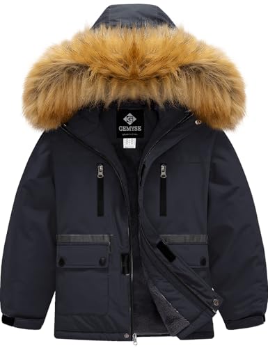 GEMYSE Boy's Winter Waterproof Ski Snow Jacket Hooded Fleece Wind...