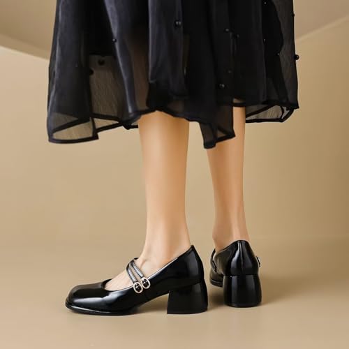 LUXINYU Women Square Toe Heels Pearl Elegant Ladies Pumps Heeled Dress Shoes Comfort Work Shoes 7