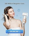 Sèche-cheveux, Séchoir à ions négatif pour femmes hommes, 110, 000 RPM Moteur sans brosse, 3 Réglages de chauffage, 360° Buse magnétique rotative, sèche-cheveux à faible bruit haute vitesse pour la maison et le voyage(Pearl Blanc)