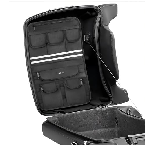 MOSISO Tour Pack Lid Organizer Trunk Lid Pouch Tool Luggage Storage Bag with 8 Pockets Compatible with Harley Road Glide Road King Street/Electra Glide Touring, Black