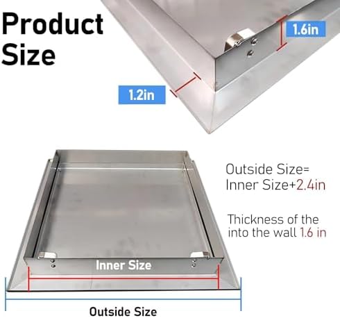 Stainless Steel Touch Latch Access Panel, Concealed Attic Ceiling Access for Drywall, Wiring, Plumbing & Electric (10x10in) - Durable, Easy Install, Versatile Use