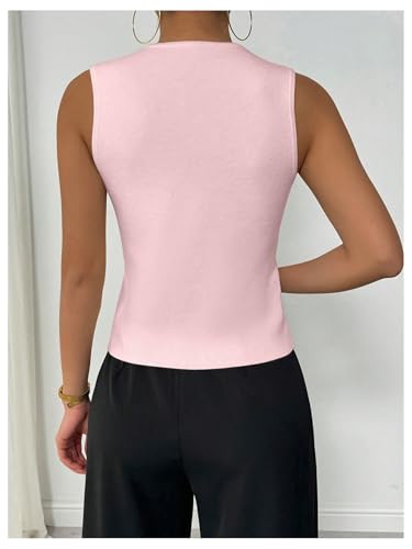 SHENHE Women's Sleeveless Sweater Vest Knit Crew Neck Button Casual Spring Summer Waistcoat Cardigan3