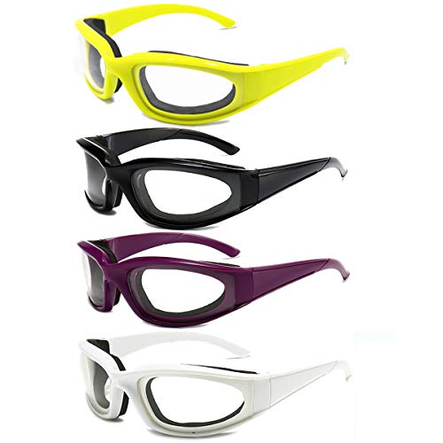 4 Pieces Onion Goggles, Anti-Fog No-Tears Kitchen Onion Glasses with Inside Sponge, Kitchen Gadget for Chopping Onion Cooking Grilling Dustproof, Eye Protector for Women Men Cleaning Kitchen and more