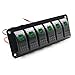FXC Rocker Switch Aluminum Panel 6 Gang Toggle Switches Dash 5 Pin ON/Off 2 LED Backlit for Boat Car Marine Green