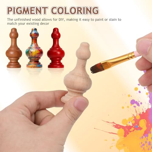 Remates de varilla de madera sin terminar color caqui para manualidades creativas 7