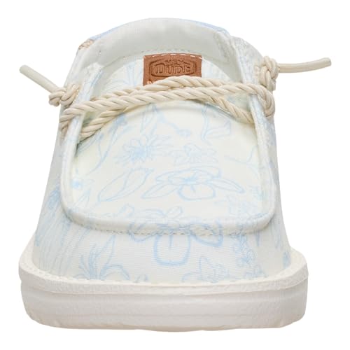Image of HEYDUDE Girl's Youth Wendy Garden Floral Slip On Shoe | Skyway Blue /Multi | Lightweight Loafer with Elastic Laces