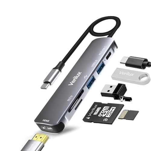 Verilux® USB C Hub for Laptop 6 in 1 with 87W Power Delivery & US...