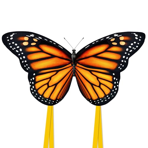 JEKOSEN 2024 New 55" Monarch Butterfly Kite for Kids and Adults Large Kites Easy to Fly Beginners Single Line String with Tail for Beach Trip Park Outdoor Activities