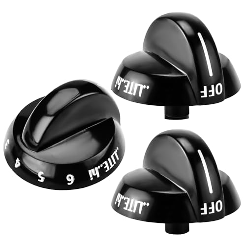 Funmit 316220009 Top Burner Stove Knob Replacement for Frigidaire Replaces AP4322122 PS1991531 EAP1991531 (Black 3 Pack)