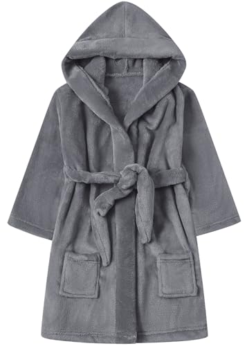Image of Umeyda Girls Fleece Hooded Robes, Warm Printed Bath Robe for Kids Soft Fuzzy Bathrobe for Gifts