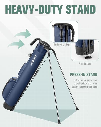Image of Golf Stand Bag, Lightweight Par 3 Golf Bag Holds Up to 7 Clubs with Two Way Dividers Cooler Pocket Shoulder Strap and Multiple Storage Pockets for Men and Women