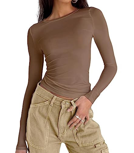 Image of Dwnval Womens Classic Short Sleeve Summer TOS Crew Neck Slim Fit Crop T Shirt