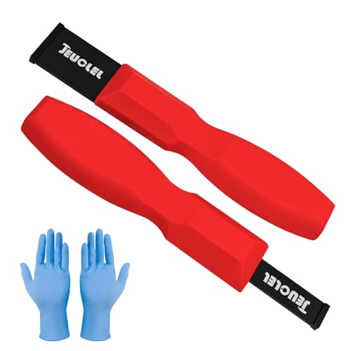 JEUCLEL 2PCS Super Gasket Scraper Tool, Carbide Scraper with Tungsten Tip, 1-1/4 Inch and 5/8 Inch Metal Scraper for Automotive and Removing Paint, Varnish, Glue, Grout, Carbon, Rust, Concrete (Red)