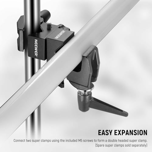 Image of NEEWER Super Clamp with 5 /8 inch Stud, Spring Lock, 2.4 inch /6cm Jaw Grip Heavy Duty Crab Pole Clamp for Round Pipe Flat Surface, for Photography Studio Camera & Lighting Mounting, Max Load 33lb /15kg, UA017