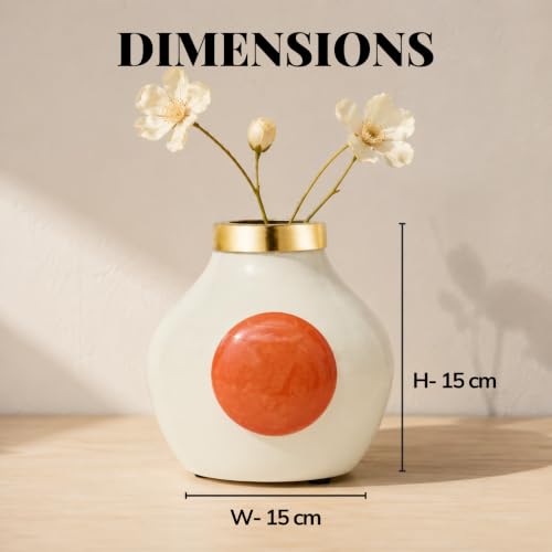 Image of Urban Born Decorative Vases for Living Room | Home Decor Shelves | Flower Vases | Stylish Vase Sets (Ivory 15 X 15 X 15 CM)