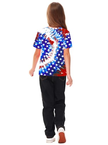 Image of Deerose Kids Striped Shirts Short Sleeve Boy Girls July 4th Patriotic Tee Top 3-14 Years