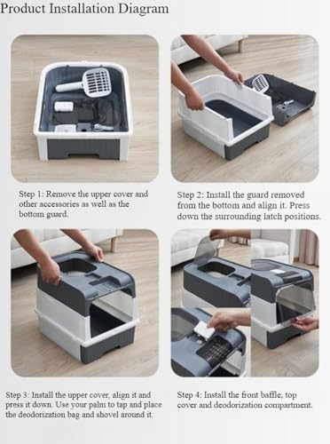 Arenero grande para gatos con puerta sellada y pala miniatura 4