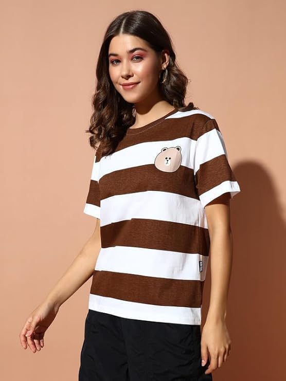 Image of THE DRY STATE Women Cotton Half Sleeve Round Neck Tshirt