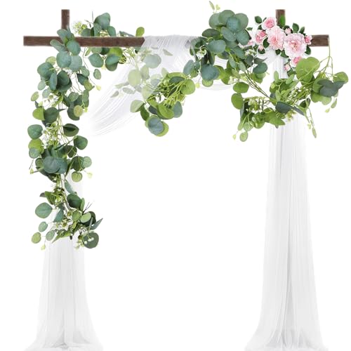 Alipis Guirnalda de Eucalipto Artificial de 2 Metros: Guirnalda de Flores de Imitación Realista para El Hogar, Bodas, Fiestas Y Decoración de Mesas, Color Verde.