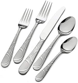 Pfaltzgraff Garland Frost 53 Piece Flatware Set, Stainless Steel